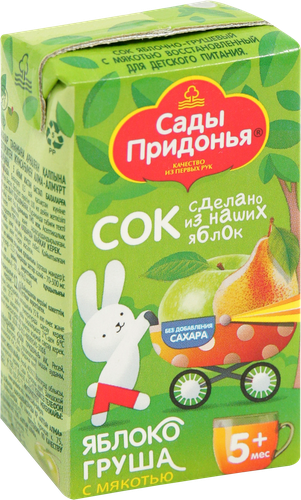 Сок САДЫ ПРИДОНЬЯ Яблоко, груша с мякотью, с 5 месяцев, 125мл, изображение