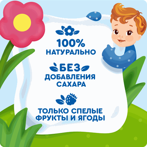 Пюре фруктово-ягодное детское АГУША Яблоко, ежевика, малина, с 5 месяцев, 90г, картинка