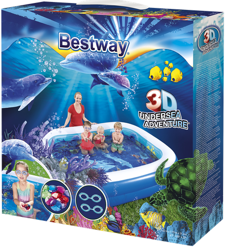 Бассейн надувной детский BESTWAY Undersea Adventure 778л 262x175x51см, с 3D-рисунком и 3D-очками, Арт. 54177, вид