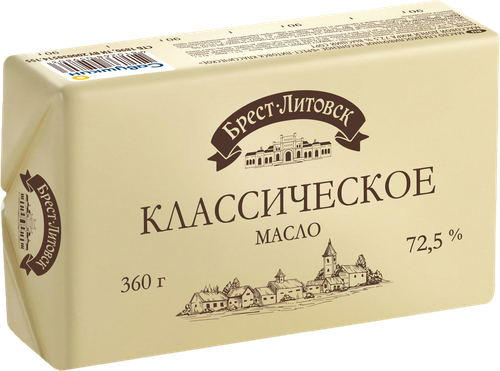Масло сладкосливочное БРЕСТ-ЛИТОВСК Классическое несоленое 72,5%, без змж, 360г, фото