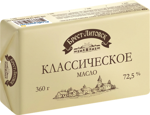Масло сладкосливочное БРЕСТ-ЛИТОВСК Классическое несоленое 72,5%, без змж, 360г, крупный план