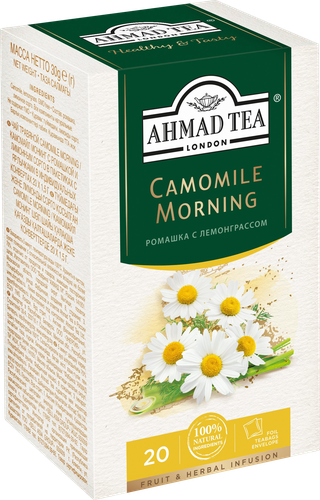 Чай травяной AHMAD TEA Camomile Morning с ромашкой и лимонным сорго, 20пак, картинка