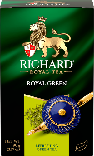 Чай зеленый RICHARD Royal Green, листовой, 90г, крупный план