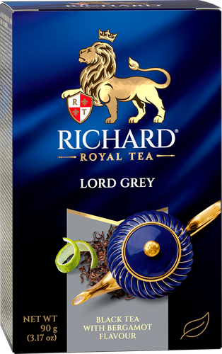 Чай черный RICHARD Lord Grey Цейлонский с ароматом бергамота и лимона, листовой, 90г, детальное фото