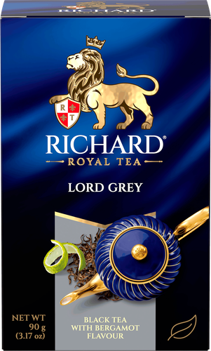 Чай черный RICHARD Lord Grey Цейлонский с ароматом бергамота и лимона, листовой, 90г, картинка