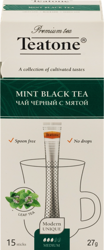 Чай черный TEATONE с ароматом мяты, 15пак, изображение