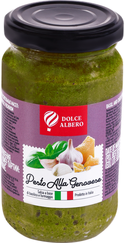 Соус DOLCE ALBERO Песто Alla Genovese с чесноком, 180г/190г, крупный план