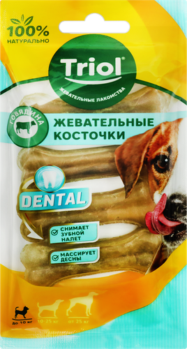 Лакомство для собак Triol Кость из жил 7.5см 4шт, 90г, вид
