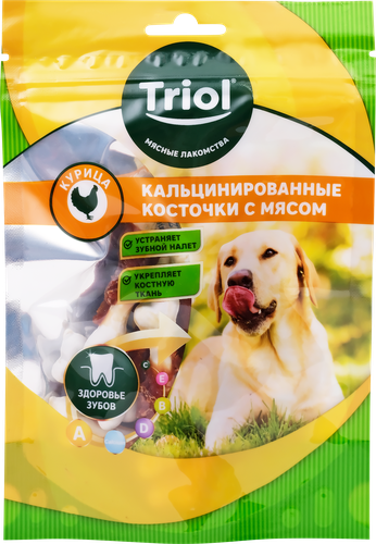 Лакомство для собак TRIOL Кальцинированные косточки с курицей, 70г, фото