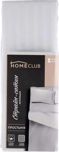 Простыня HOMECLUB 200х215см, белая, страйп-сатин, Арт. 555024/1, 0220226-01, крупный план