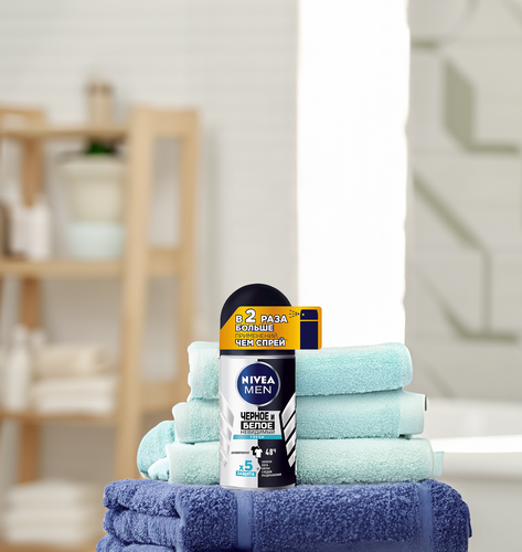 Дезодорант-антиперспирант роликовый мужской NIVEA Fresh Черное и Белое Невидимый, 50мл, детальное фото