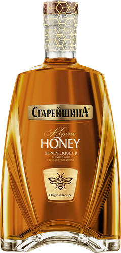 Ликер СТАРЕЙШИНА Alpine Honey десертный 34–35%, 0.5л, крупный план