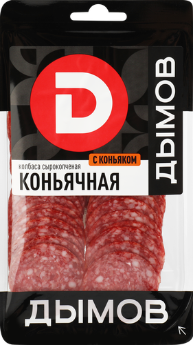 Колбаса сырокопченая ДЫМОВ Коньячная, нарезка, 90г, изображение