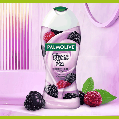 Гель-крем для душа PALMOLIVE Гурмэ Спа Ежевичный Мусс, 250мл, крупный план