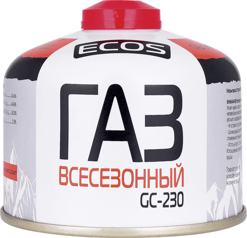 Газ для портативных газовых приборов ECOS всесезонный резьбовой GC-230 EPI-GAS, Арт. 140540, 230г, крупный план