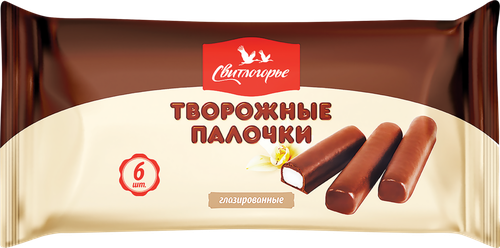 Палочки творожные глазированные СВИТЛОГОРЬЕ с ванилью 23%, без змж, 180г, крупный план