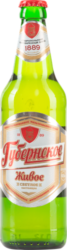 Пиво светлое СПЗ Губернское живое фильтрованное непастеризованное, 4%, 0.5л