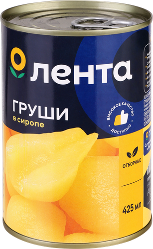 Груши ЛЕНТА кусочки в сиропе, 425мл, детальное фото