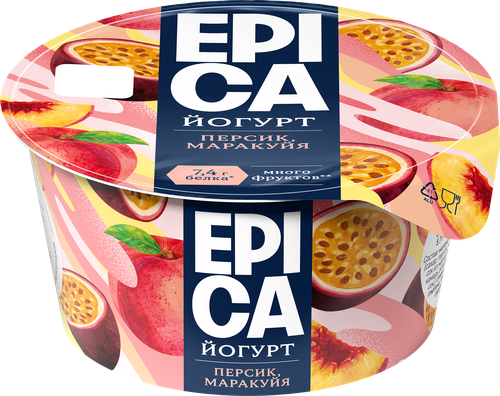 Йогурт EPICA с персиком и маракуйей 4,8%, без змж, 130г, детальное фото