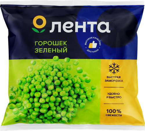 Горошек зеленый замороженный ЛЕНТА, 400г, вид