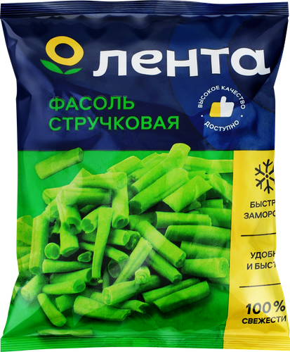 Фасоль стручковая замороженная ЛЕНТА зеленая, резаная, 400г, крупный план