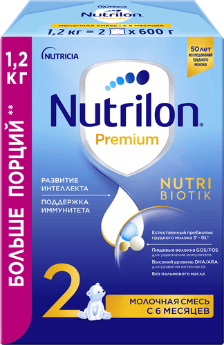 Смесь молочная NUTRILON Premium 2, с 6 месяцев, 2х600г, детальное фото