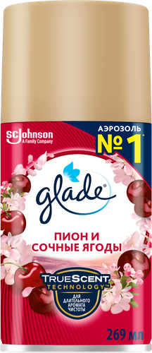 Баллон сменный для автоматического освежителя воздуха GLADE Automatic Пион и сочные ягоды, 269мл, фотография