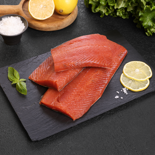 Нерка слабосоленая филе на коже ЛЕНТА FRESH, весовая, вид