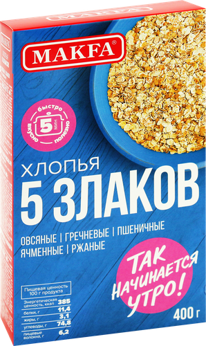 Хлопья MAKFA 5 Злаков, 400г, крупный план