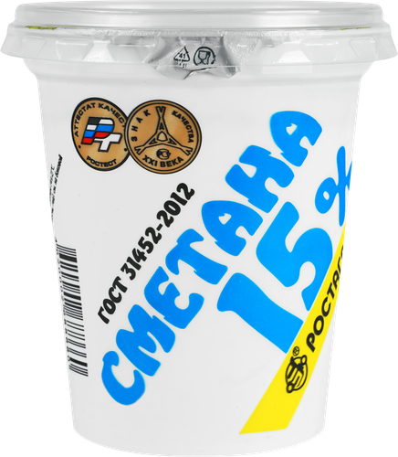 Сметана РОСТАГРОЭКСПОРТ 15%, без змж, 320г, картинка