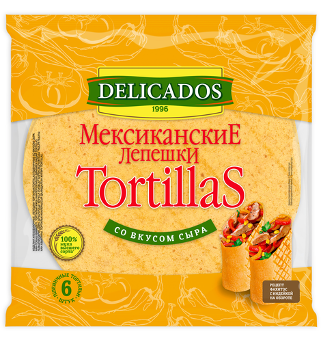 Лепешки пшеничные DELICADOS Тортильи со вкусом сыра, 400г, фото
