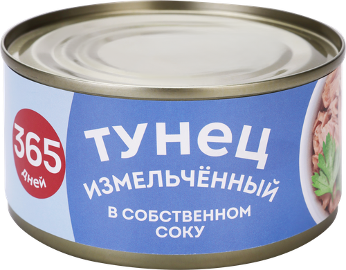 Тунец 365 ДНЕЙ рубленый в собственном соку, 185г, изображение