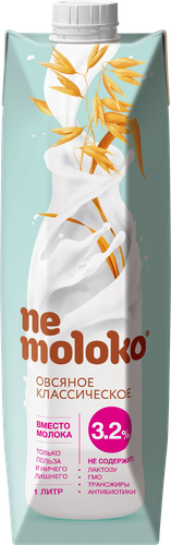 Напиток овсяный NEMOLOKO Классический, обогащенный витаминами и минеральными веществами, 1000мл, картинка