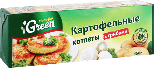 Котлеты картофельные МОРОЗКО GREEN с грибами, 450г, картинка