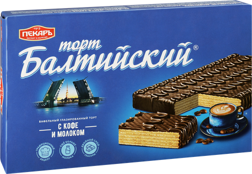 Торт вафельный ПЕКАРЬ Балтийский глазированный, 320г, фото