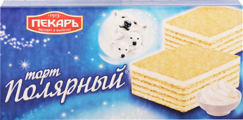 Торт вафельный ПЕКАРЬ Полярный, 213г, крупный план