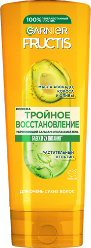 Бальзам для поврежденных и ослабленных волос FRUCTIS Тройное  восстановление, 400мл, фото