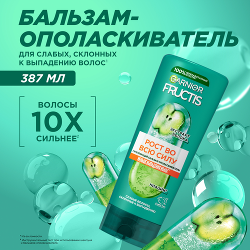 Бальзам для ослабленных волос склонных к выпадению FRUCTIS Рост во всю силу, 400мл, вид