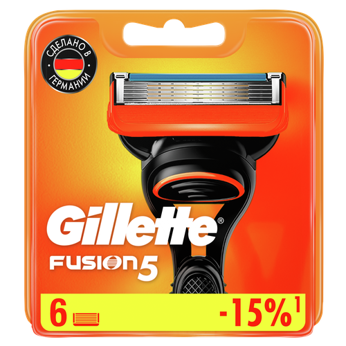 Кассеты сменные для бритья GILLETTE Fusion5, 6шт, крупный план