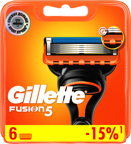 Кассеты сменные для бритья GILLETTE Fusion 5, 6шт, вид
