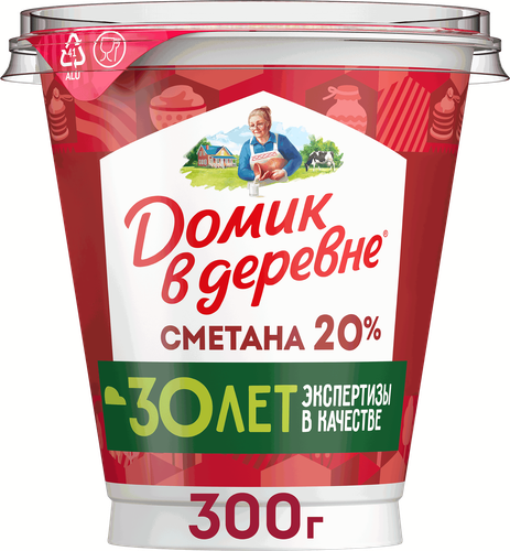 Сметана ДОМИК В ДЕРЕВНЕ 20%, без змж, 300г, детальное фото