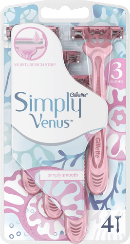 Станок для бритья женский одноразовый GILLETTE Venus Simply 3, 4шт, изображение