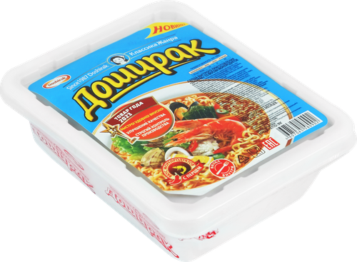 Лапша ДОШИРАК со вкусом морепродуктов, 90г, крупный план