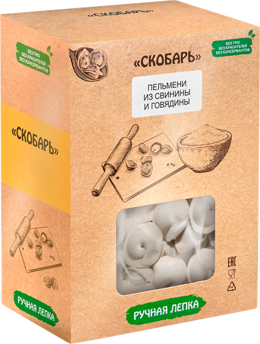 Пельмени СКОБАРЬ со свининой и говядиной, категория А, 500г, фото
