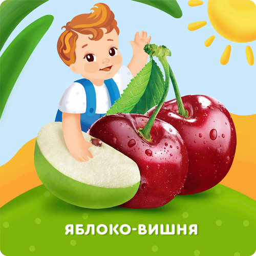 Напиток детский АГУША Яблоко-вишня вода с соком, с 12 месяцев, 300мл, крупный план