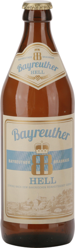 Пиво светлое BAYREUTHER HELL фильтрованное непастеризованное 4,9%, 0.5л, вид