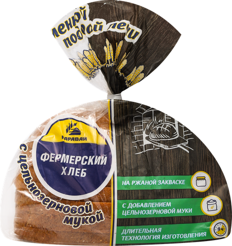 Хлеб КАРАВАЙ Фермерский с цельнозерновой мукой, 330г, фото
