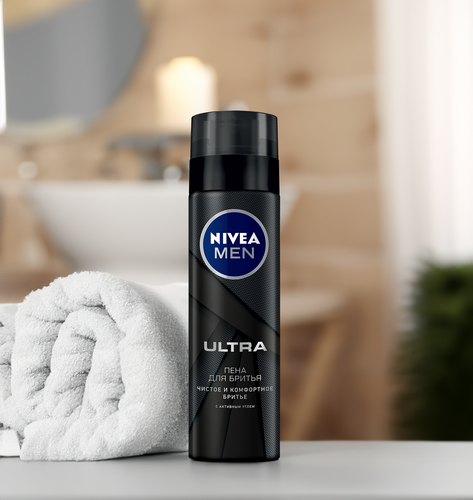 Пена для бритья NIVEA Men Ultra с активным углем, 200мл, картинка