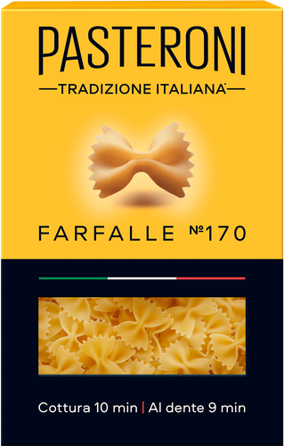 Макароны PASTERONI Farfalle №170 бабочки группа А, 400г, крупный план