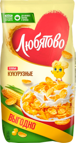 Хлопья кукурузные ЛЮБЯТОВО, 600г, детальное фото